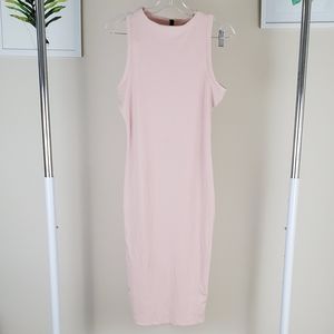 Pink Ribbed Midi Dress